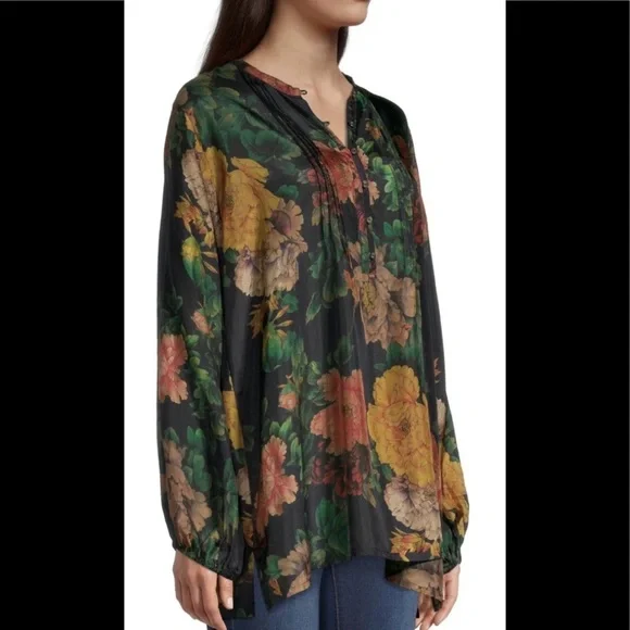 🔥🔥NWT Johnny Was Bayani Colorful Floral Printed Silk Tunic Size Medium - Picture 9 of 13